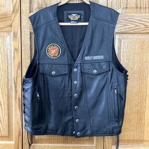 USMC Harley-Davidson Leather Men’s Vest XL